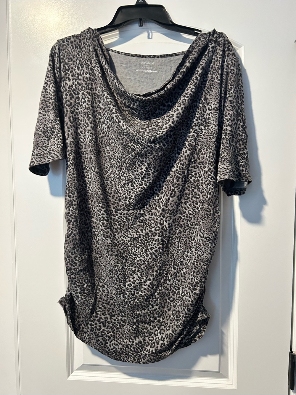 Motherhood Maternity Bundle - Cowl Neck Leopard Print + Black V Neck Tops